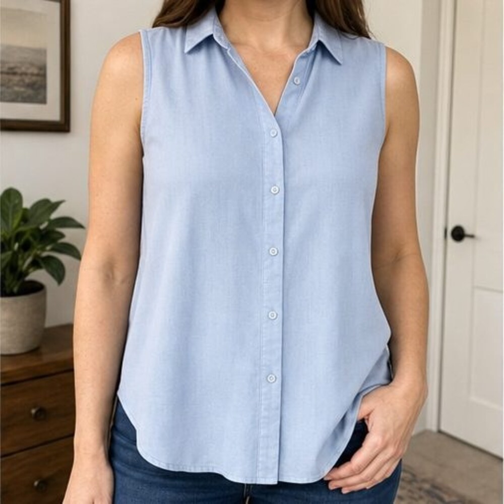 Blue Ruffle Blouse - Picture 2 of 6